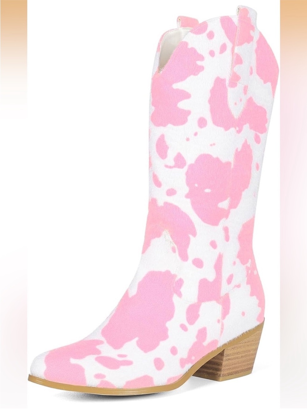 Strawberries & Cream Western Cowprint Mid-Calf Boots